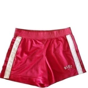 Nike pink and white striped shorts with drawstring size medium